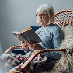A woman reading a book