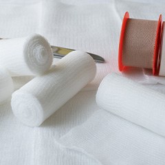 Rolls of medical gauze