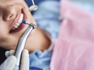 patient having teeth polished during dental cleaning in Ponte Vedra Beach