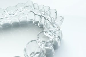 closeup of Invisalign aligner.