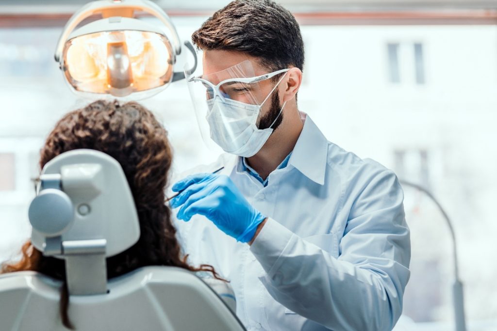 dental crown being placed 